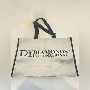 Large Diamonds International Silver and Black Tote Bag 16 x 12 x 5